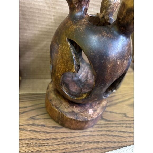 Cool Carving Family with 3 Heads / Community Earth Wind Fire Teardrops Tribal ? - Picture 2 of 11